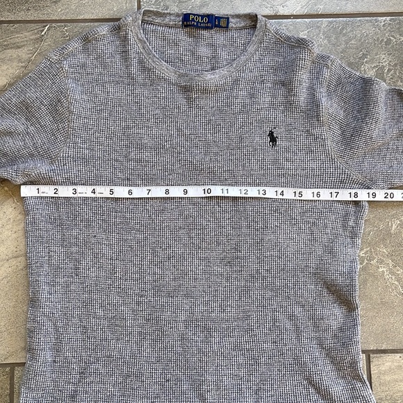 🤍 Polo Ralph Lauren grey waffle knit thermal size large 100% Cotton - Picture 5 of 6